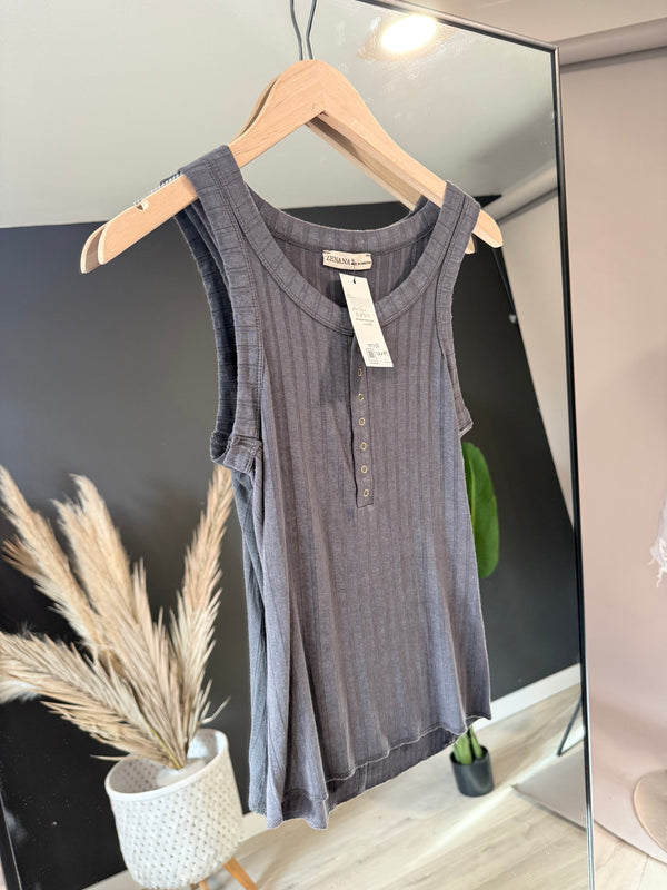 Peyton Washed Button Tank Top