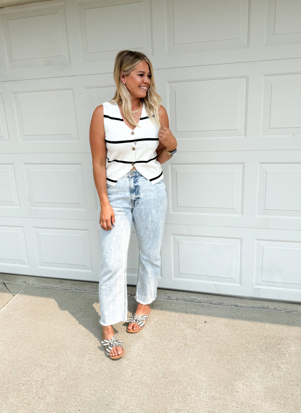 The Roxy Stripe Button Vest