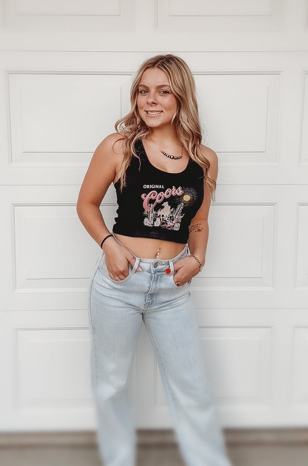 Original Coors Black Crop Tank Top