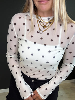 Lexi Polka Dot Mesh Top