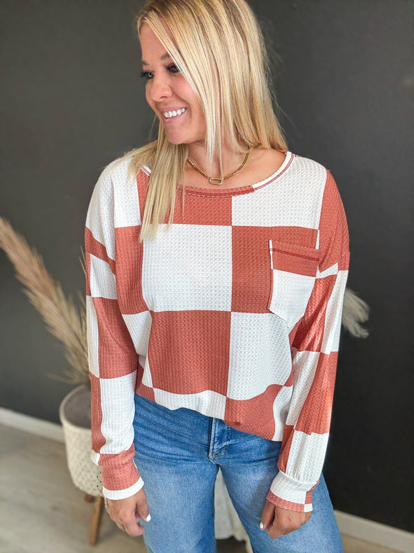 Bobbi Checkered Print Top