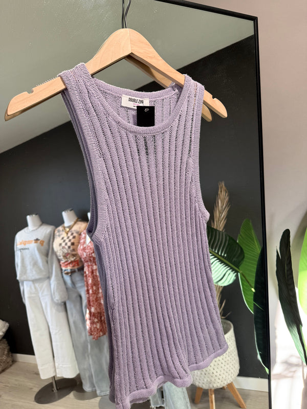 Missy Lilac Open Knit Sweater Tank [ small ]