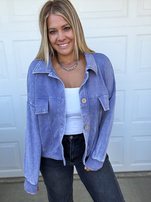 Acid Washed Cropped Shacket [ 2 colors ]