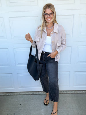 Acid Washed Cropped Shacket [ 2 colors ]