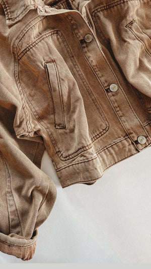 The Lumee Camel Denim Cropped Jacket