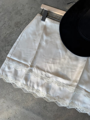 Cream Lace Satin Skirt