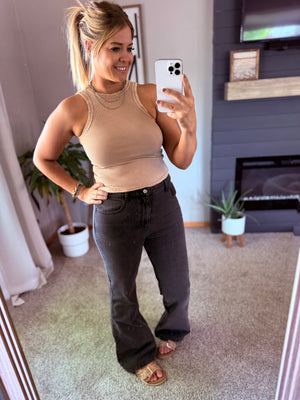 The Luxe Semi Flare Black Denim