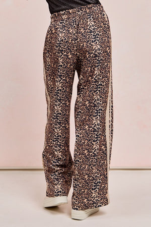 Wild Side Luxe Satin Leopard Track Pants