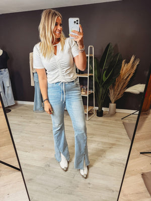 Studded Glory Cinched Tie Top [ 2 colors ]