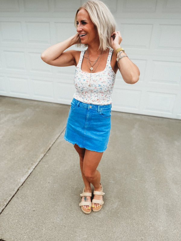 Daphne Frayed Hem Denim Skirt