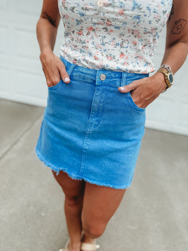 Daphne Frayed Hem Denim Skirt