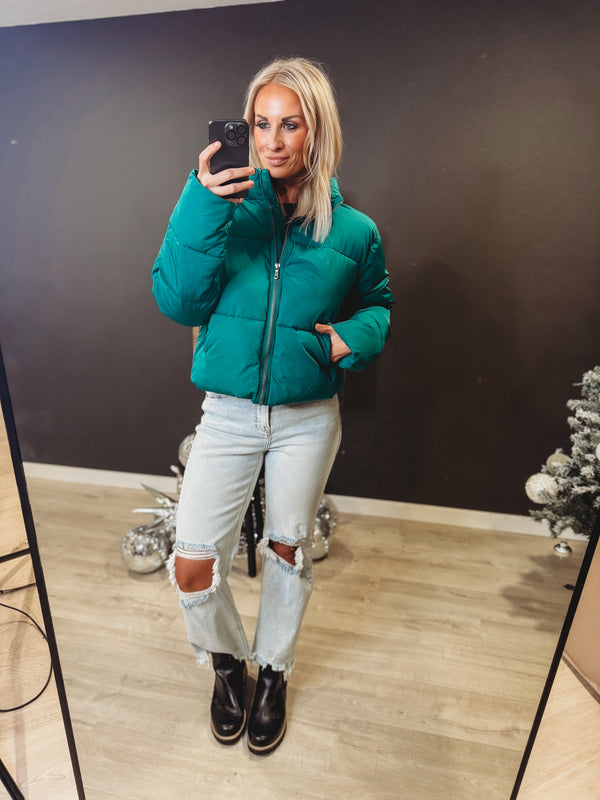 The Worth It Green Puffer Jacket