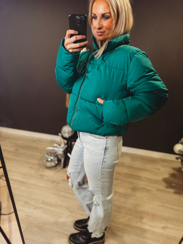 The Worth It Green Puffer Jacket