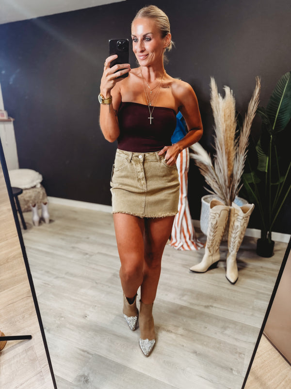Daphne Frayed Hem Denim Skirt