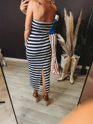 Adira Striped Slit Dress