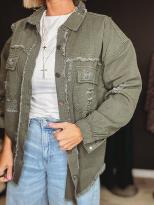 Paityn Denim Jacket [ Olive ]