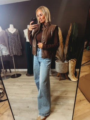 The Lottery Leather Look Vest [ medium black ]