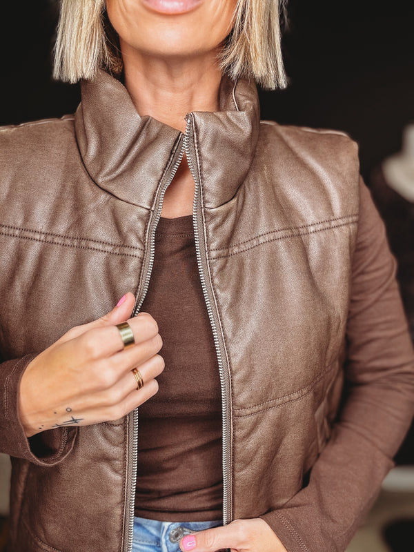 The Lottery Leather Look Vest [ 2 colors ]