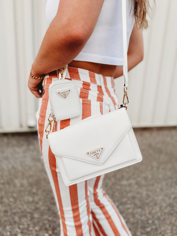 White Party Crossbody Purse + Pouch