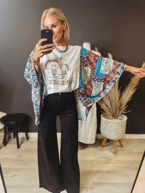 Hayden Asymmetric Patchwork Sleeve Top