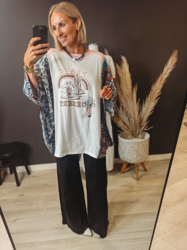 Hayden Asymmetric Patchwork Sleeve Top