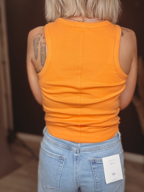 Orange Scoop Neck Tank