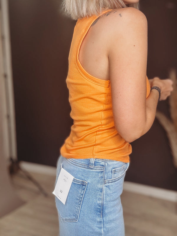 Orange Scoop Neck Tank