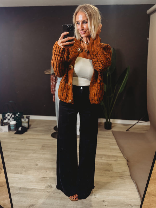The Chunky Caramel Button Knit Cardigan