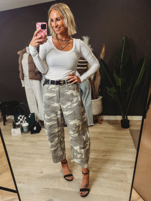 Aria Camo Barrel Jeans