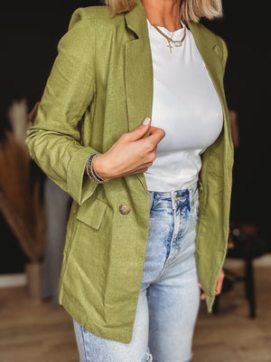 Hudson Ruched Sleeve Blazer [ Avacado ]