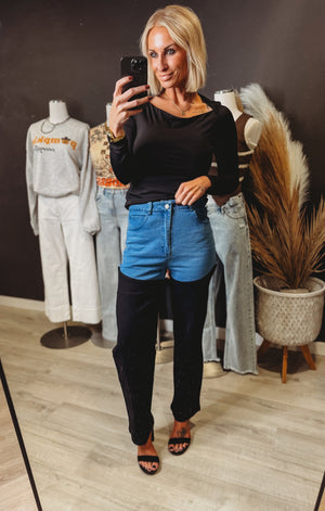 Della 2-Toned Flare Denim