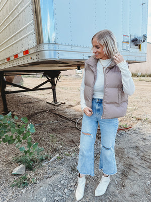 Funnel Neck Color Quilted Puffer Vest [ 2 colors ]