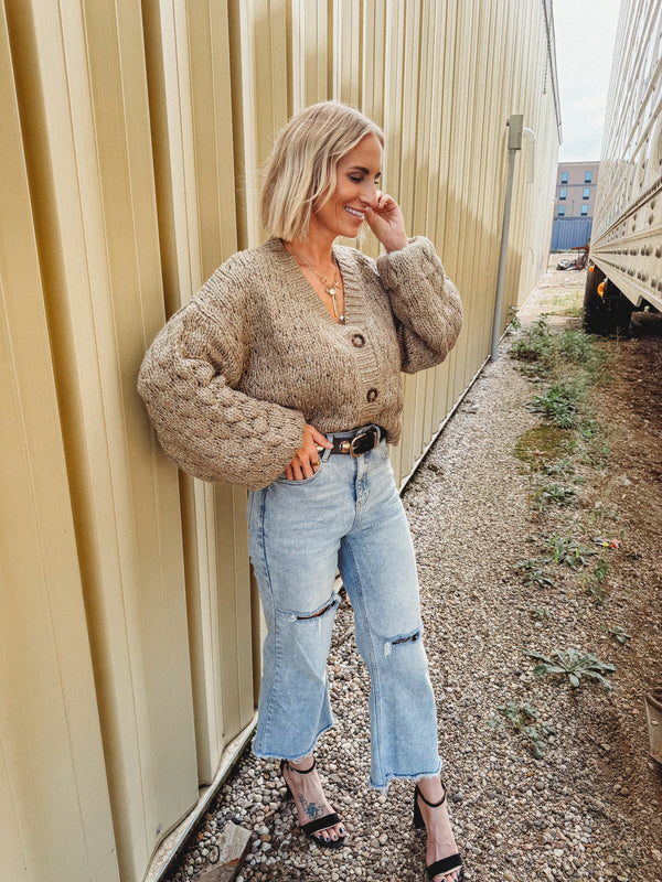 Natissa Open Front Cardigan With Buttons