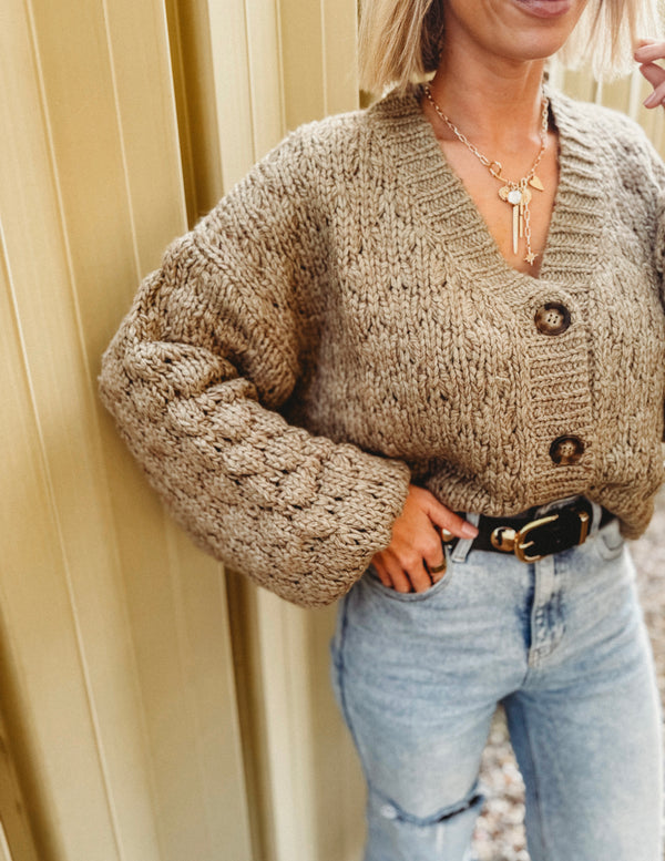 Natissa Open Front Cardigan With Buttons