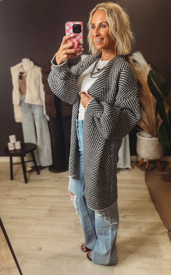 Fallon Herringbone Cardigan