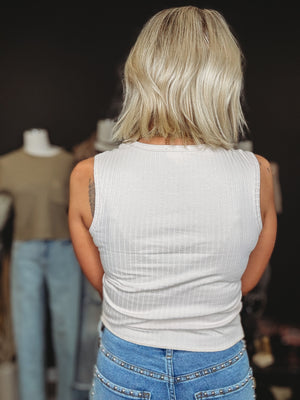 Breezy Scoop Neck Slotted Tank Top