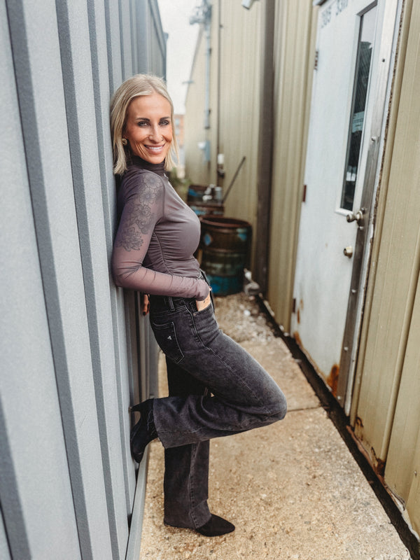 Georgia Sheer Mock Neck Top