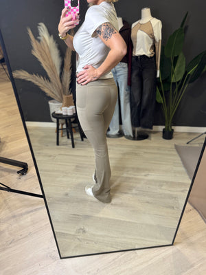 The Warm Grey Drawstring Flare Pants