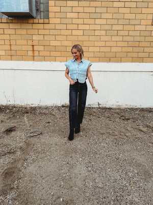 The Shanda Cap Sleeve Denim Top