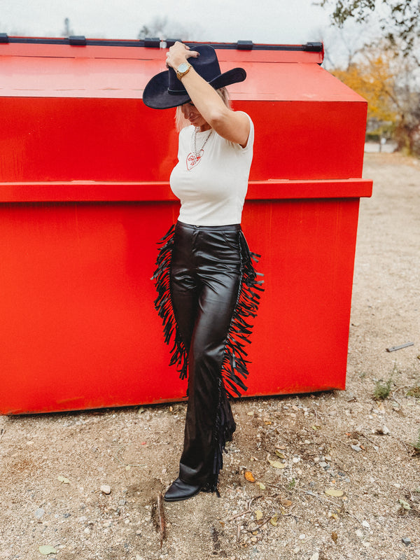 Leather Fringe Pants