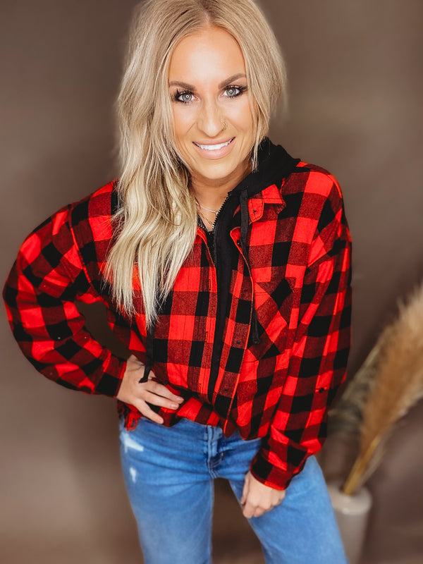 Abby Frayed Hem Plaid Top