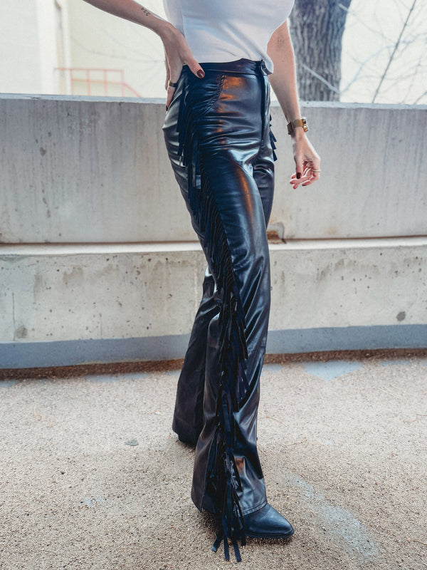 Leather Fringe Pants