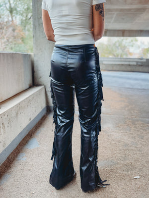 Leather Fringe Pants
