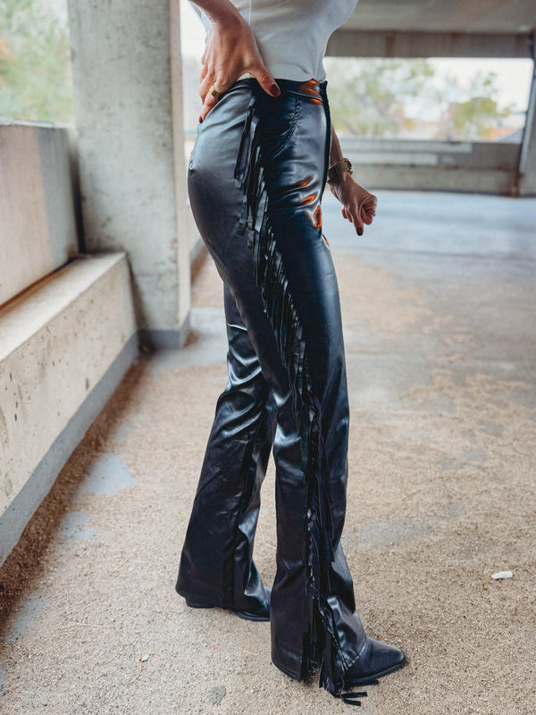 Leather Fringe Pants