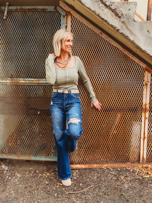 The Varley Dark Wash Wide Leg Denim