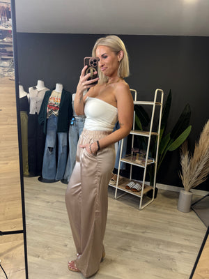 The Ellery Satin Wide Leg Pants [ Rose ]