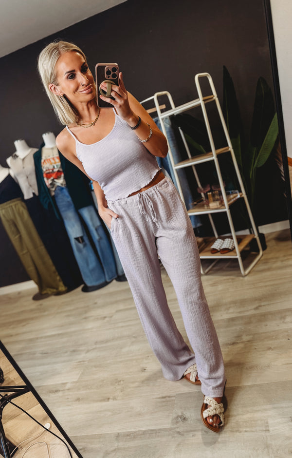 Weekender Lilac Crinkle Knit Pants