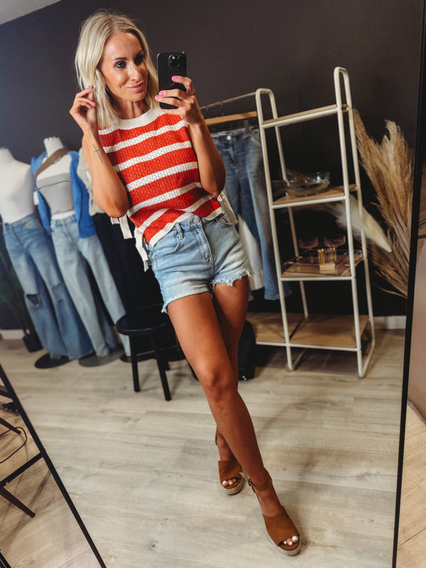 Adele Striped Side Tied Vest Top