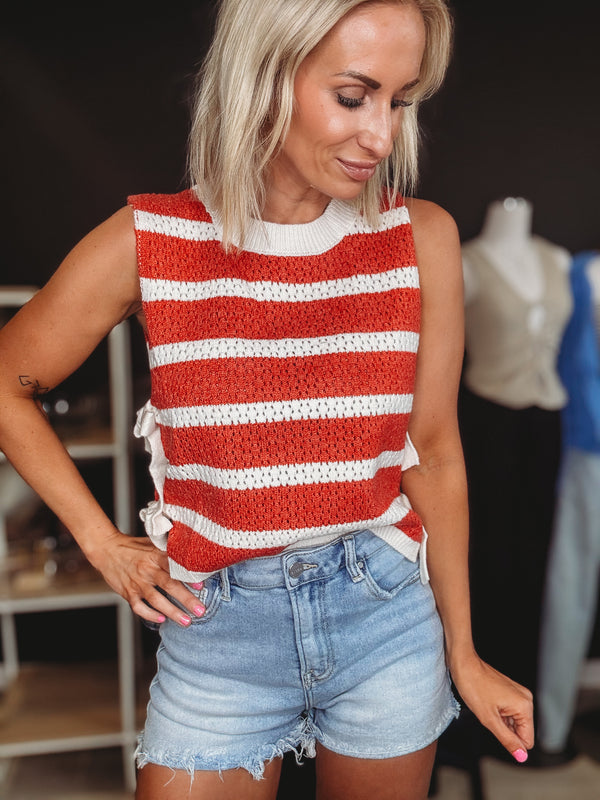 Adele Striped Side Tied Vest Top