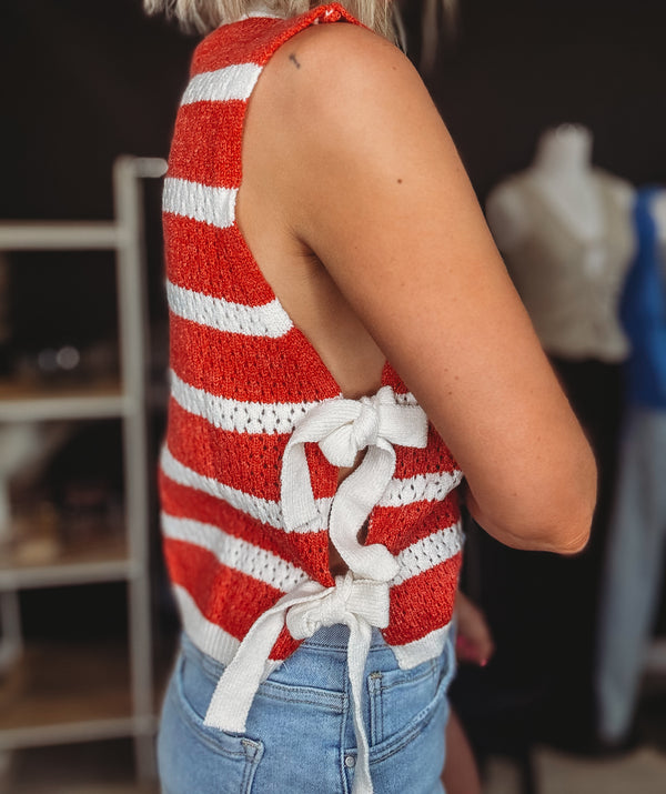 Adele Striped Side Tied Vest Top